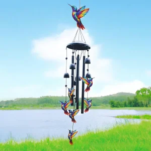 Colorful Hummingbird Wind Chimes Metal Aluminum Tube